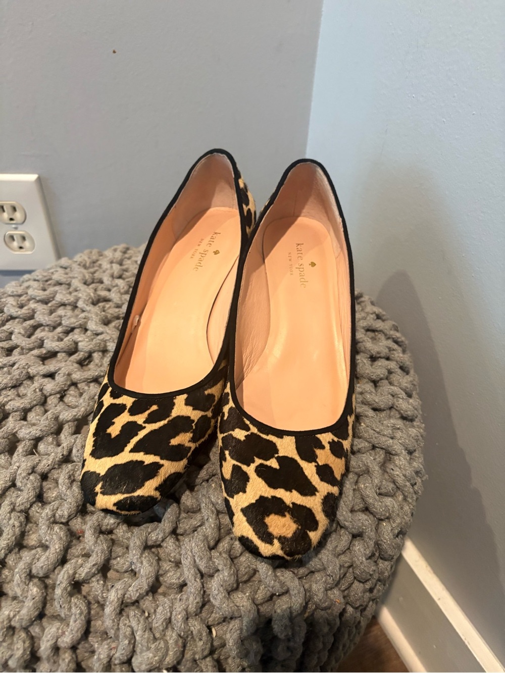 kate spade Leopard-Print Pumps in Black and Tan